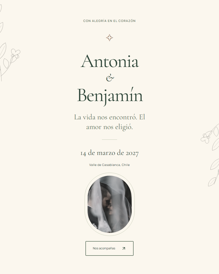 Captura de la invitación Botanical Romance