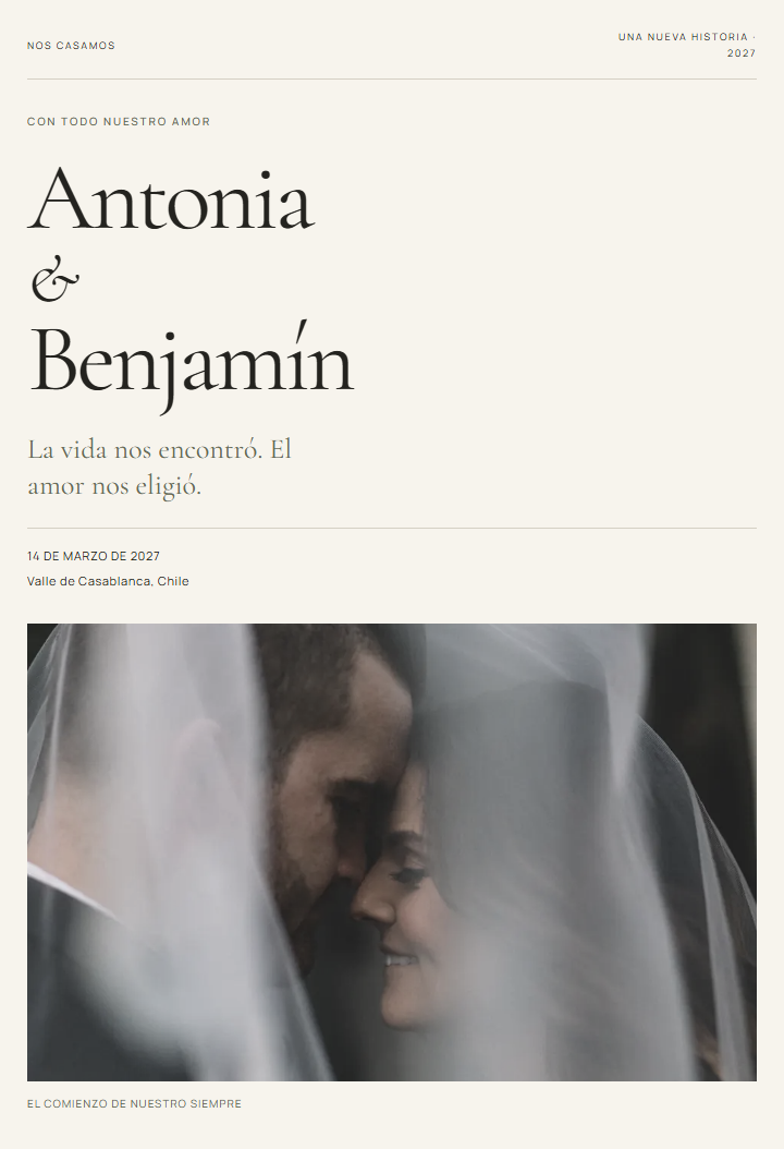 Captura de la invitación Editorial Elegance